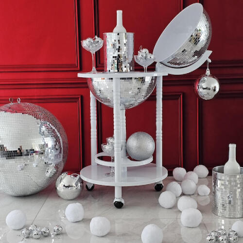 AI shopping assistant search result: a glam bar cart with disco vibes